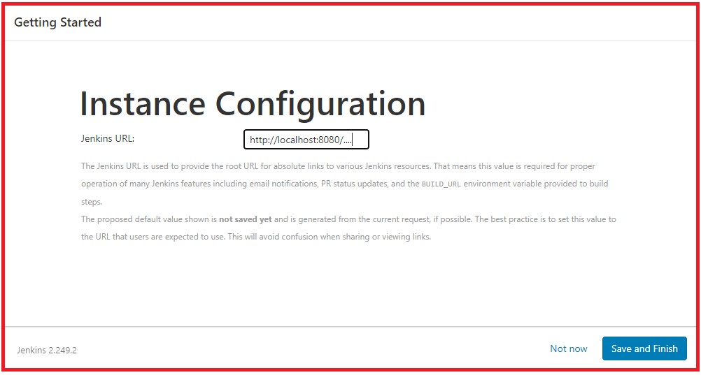 Picture showing performing the instance configuration of jenkins setup